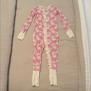 Pink Sheep Print Kids One Piece
